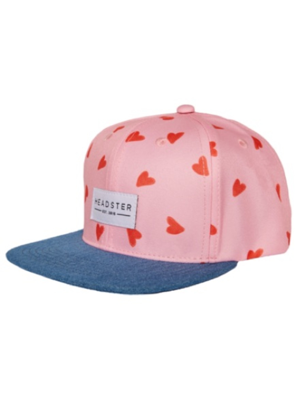 Headster Lov Hat Pink Jean Blue Red Love Hearts Snapback Baby Cap NWOT 48cm